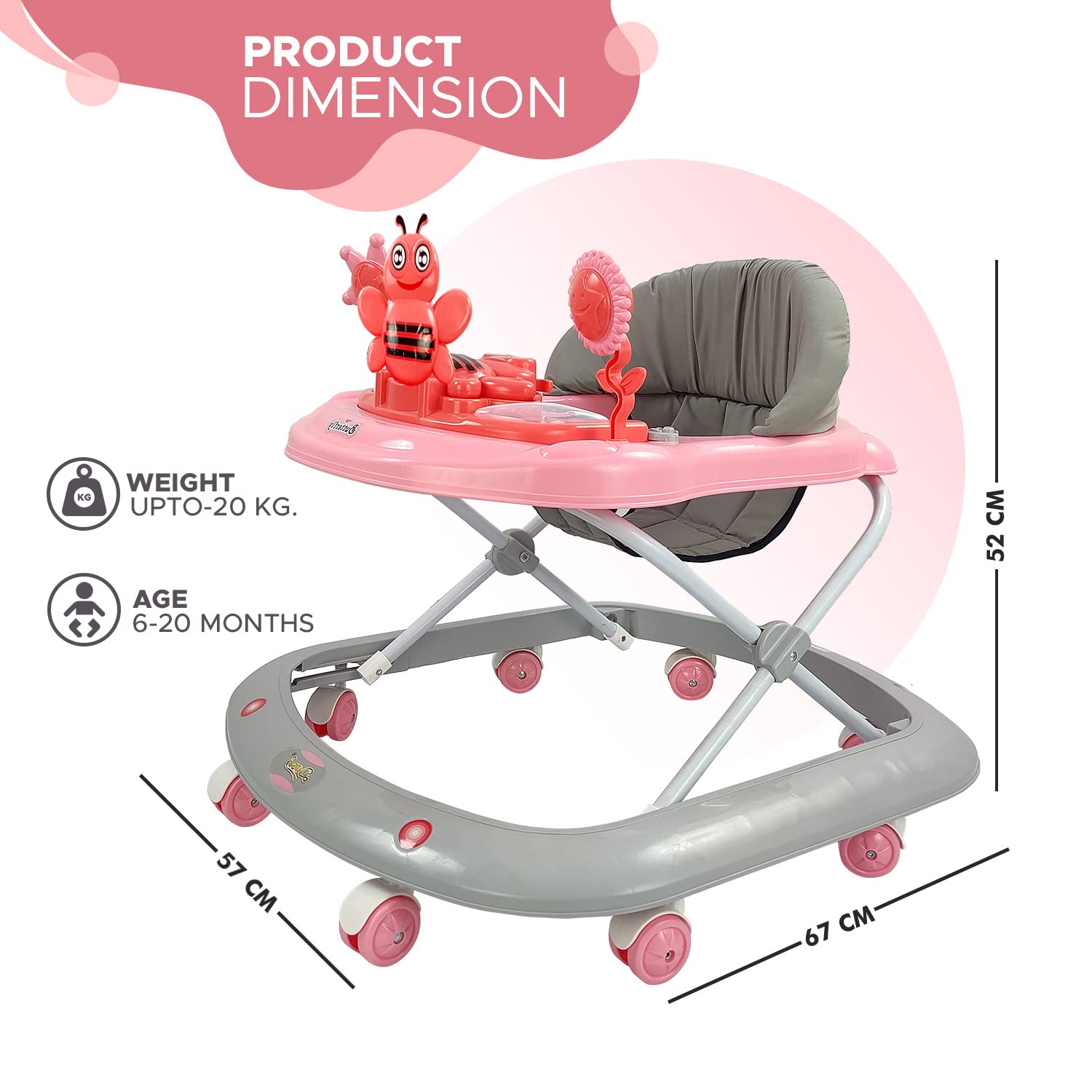 Dash Butterfly Deluxe Baby Walker with 3 Position